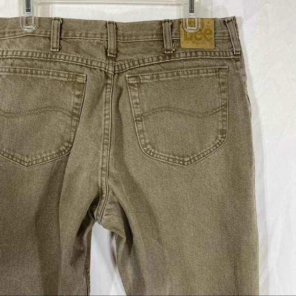 Lee Men’s Retro 90’s Khaki Brown Denim Regular Straight Jeans 36X30 - Picture 4 of 7